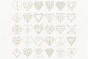 30 Geometric Heart Shapes Symbols | Pre-Designed Illustrator Graphics