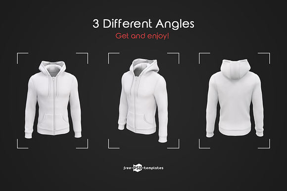 Download Mens Full Zip Hoodie Mockup Set Creative Photoshop Templates Creative Market