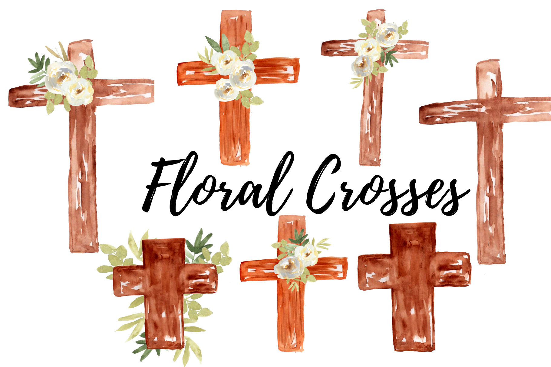 Watercolor Floral Crosses | Pre-Designed Photoshop Graphics ~ Creative