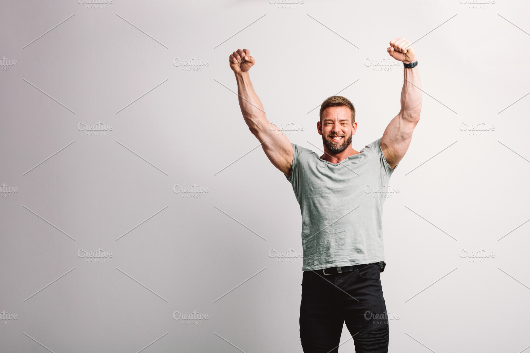 Handsome Fit Man Raising His Arms People Images ~ Creative Market