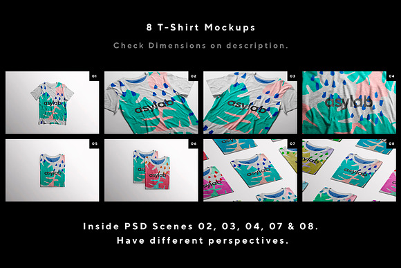 krisatu 8 T-shirts | PSD Clothing Mockup Bundle