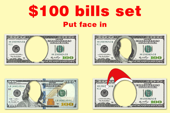 Set Of 100 Bills With No Face Templates Creative Market