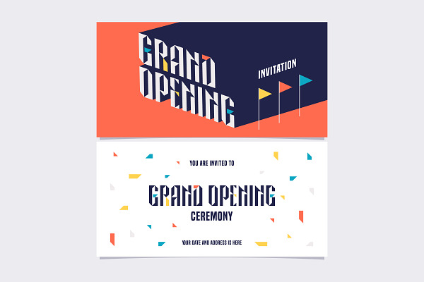 Grand Opening Vector Invitation Card Pre Designed Photoshop Graphics Creative Market