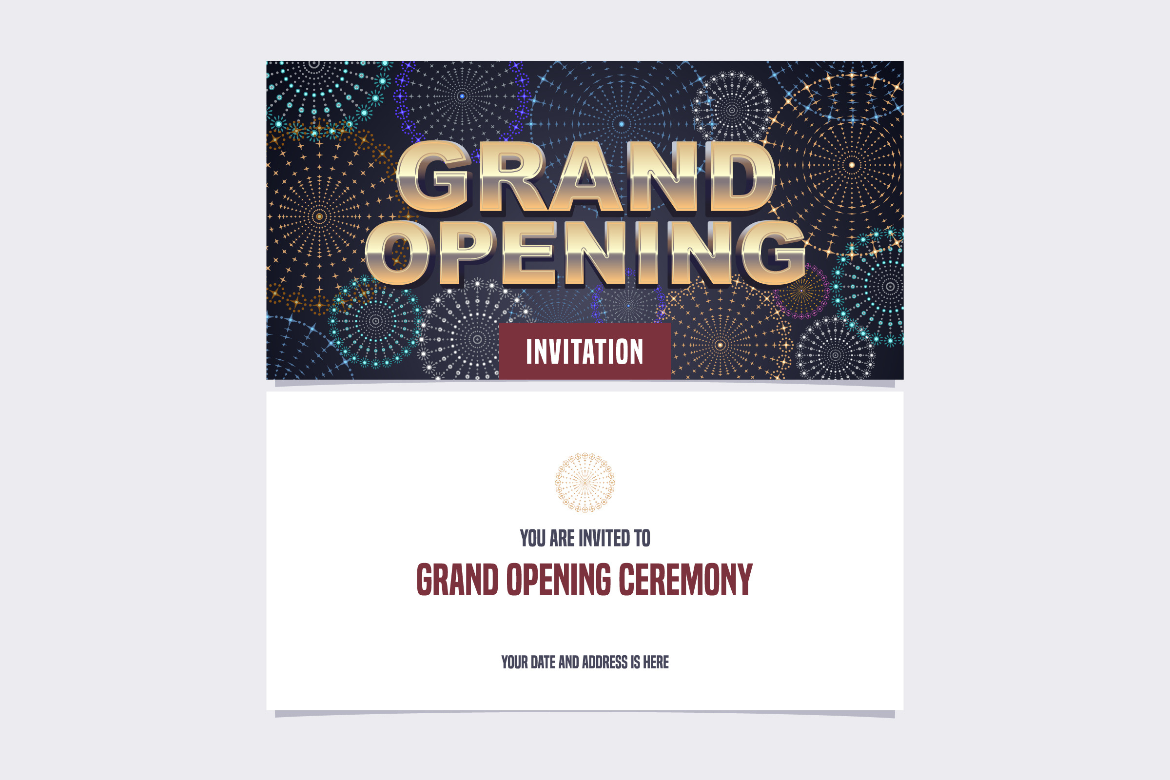 Grand Opening Vector Invitation Card Pre Designed Photoshop Graphics Creative Market