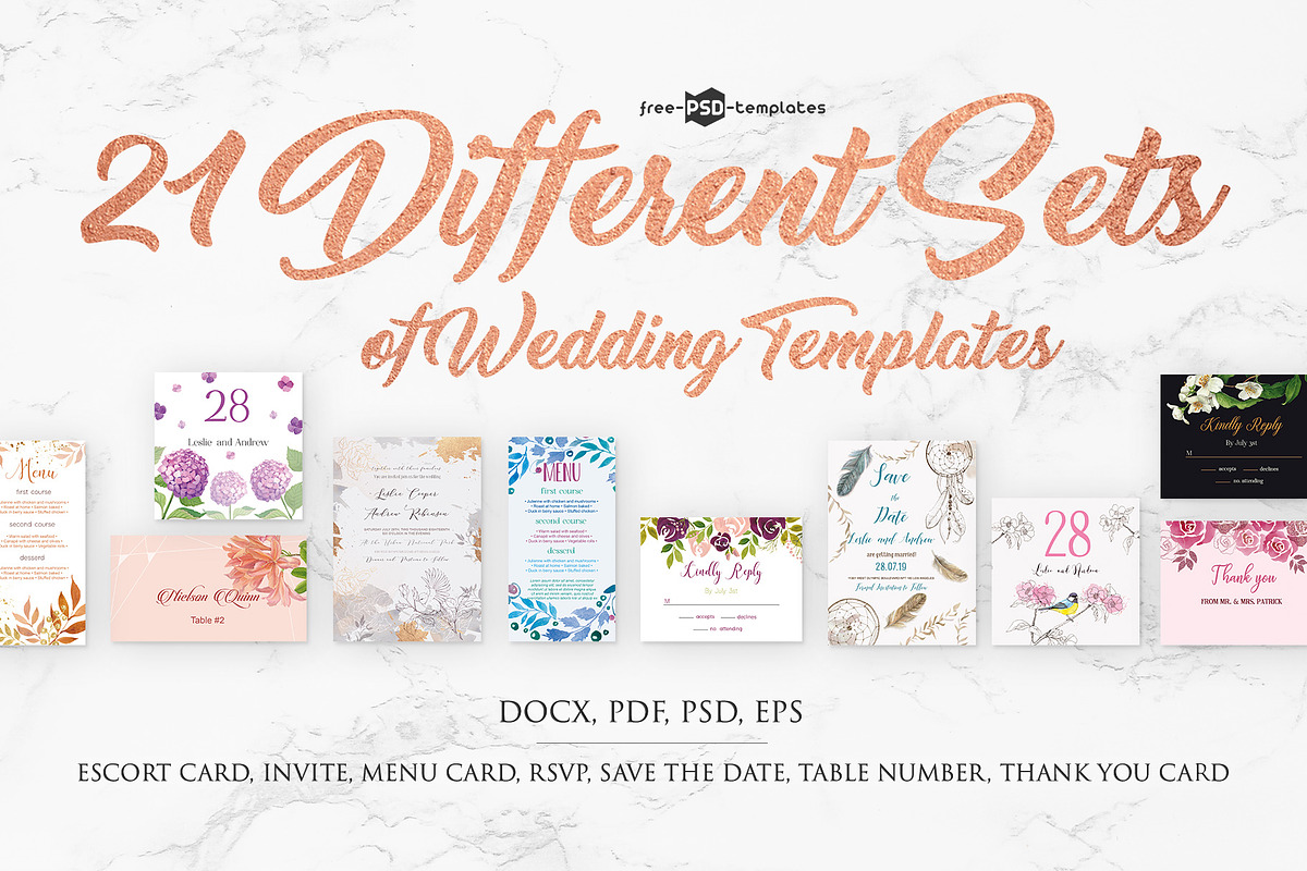 Different Sets of Wedding Templates | Creative Illustrator Templates