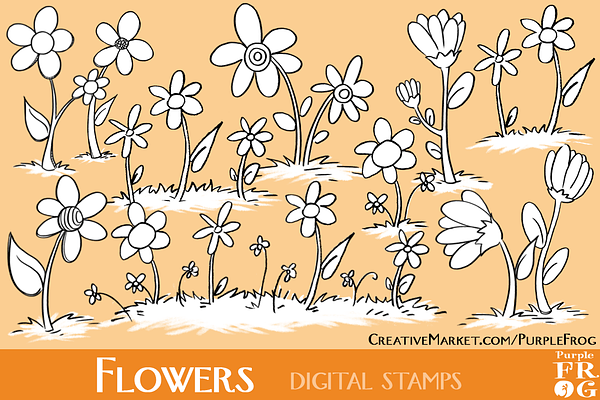 Download FLOWERS - Digital Stamps / Brushes | Unique Photoshop Add ...