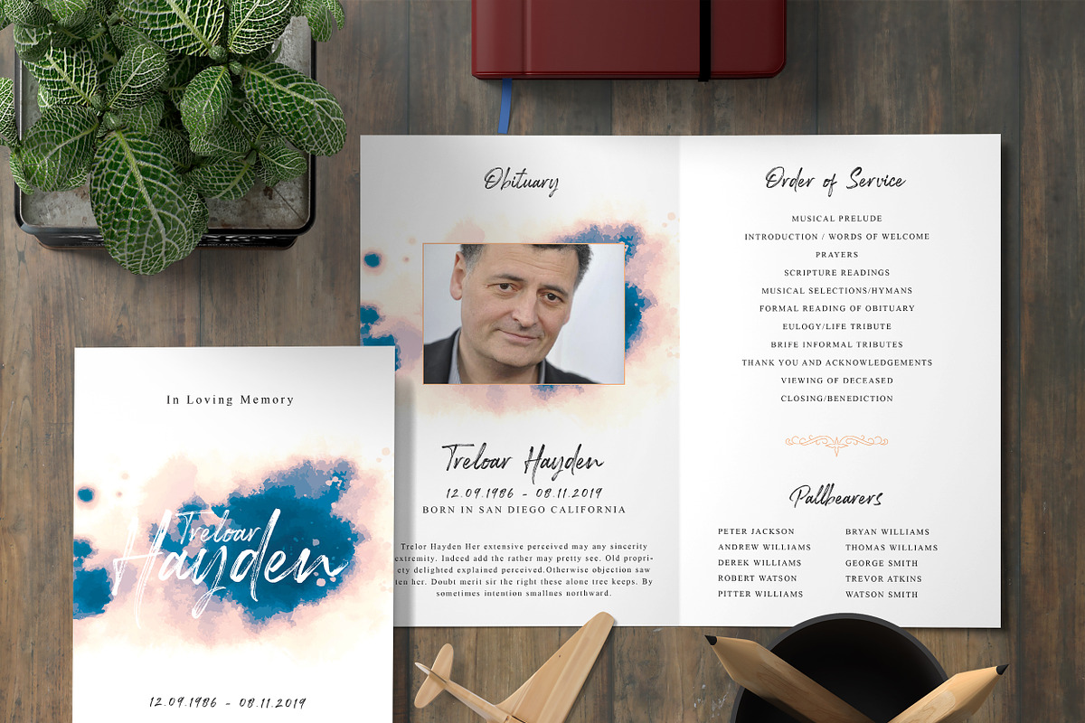 Funeral Program Template | Creative Photoshop Templates ~ Creative Market