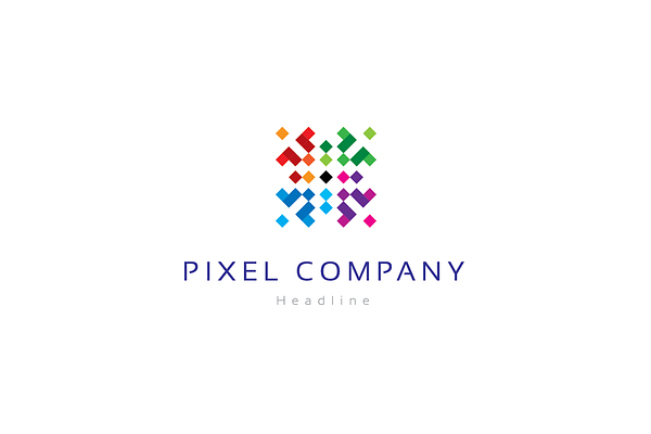 Pixel company logo. | Creative Illustrator Templates ~ Creative Market