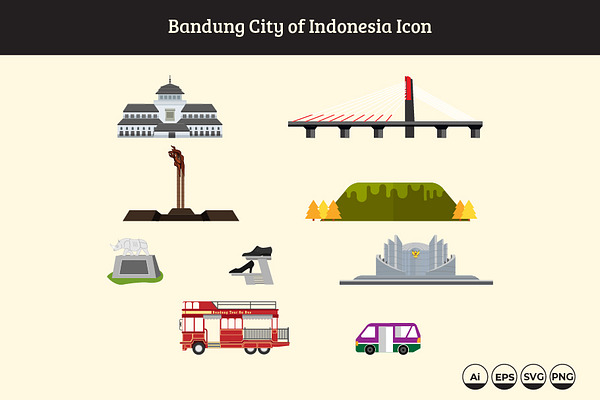 Bandung City Of Indonesia Icon Pre Designed Illustrator Graphics ~ Creative Market 5105