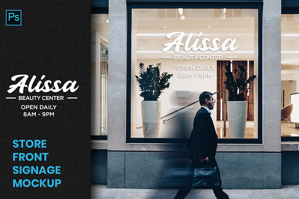 Download Store Front Signage Mockup Creative Photoshop Templates Creative Market