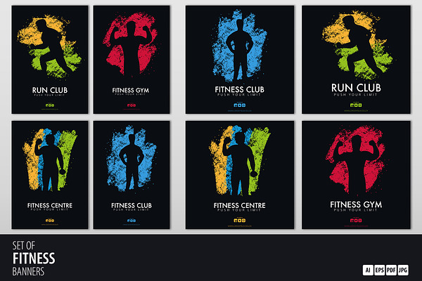 8 Fitness Banners Creative Illustrator Templates Creative Market