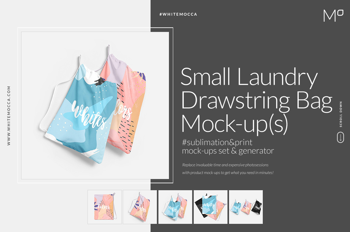 Download Small Laundry Drawstring Bag Mock Up Creative Photoshop Templates Creative Market