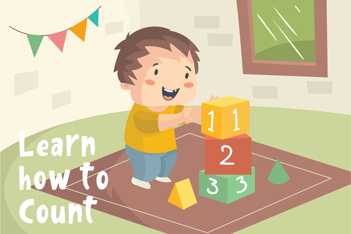 Kid Counting - Vector Illustration | Pre-Designed Illustrator Graphics