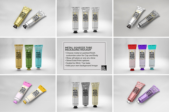 Download Metal Squeeze Tubes Packaging Mockup Creative Photoshop Templates Creative Market