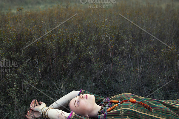 Beautiful Hippie Girl On Nature Featuring Hippie Girl And Young 