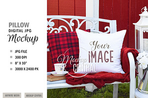 Download Country Bench Pillow Mockup Jpg Creative Photoshop Templates Creative Market