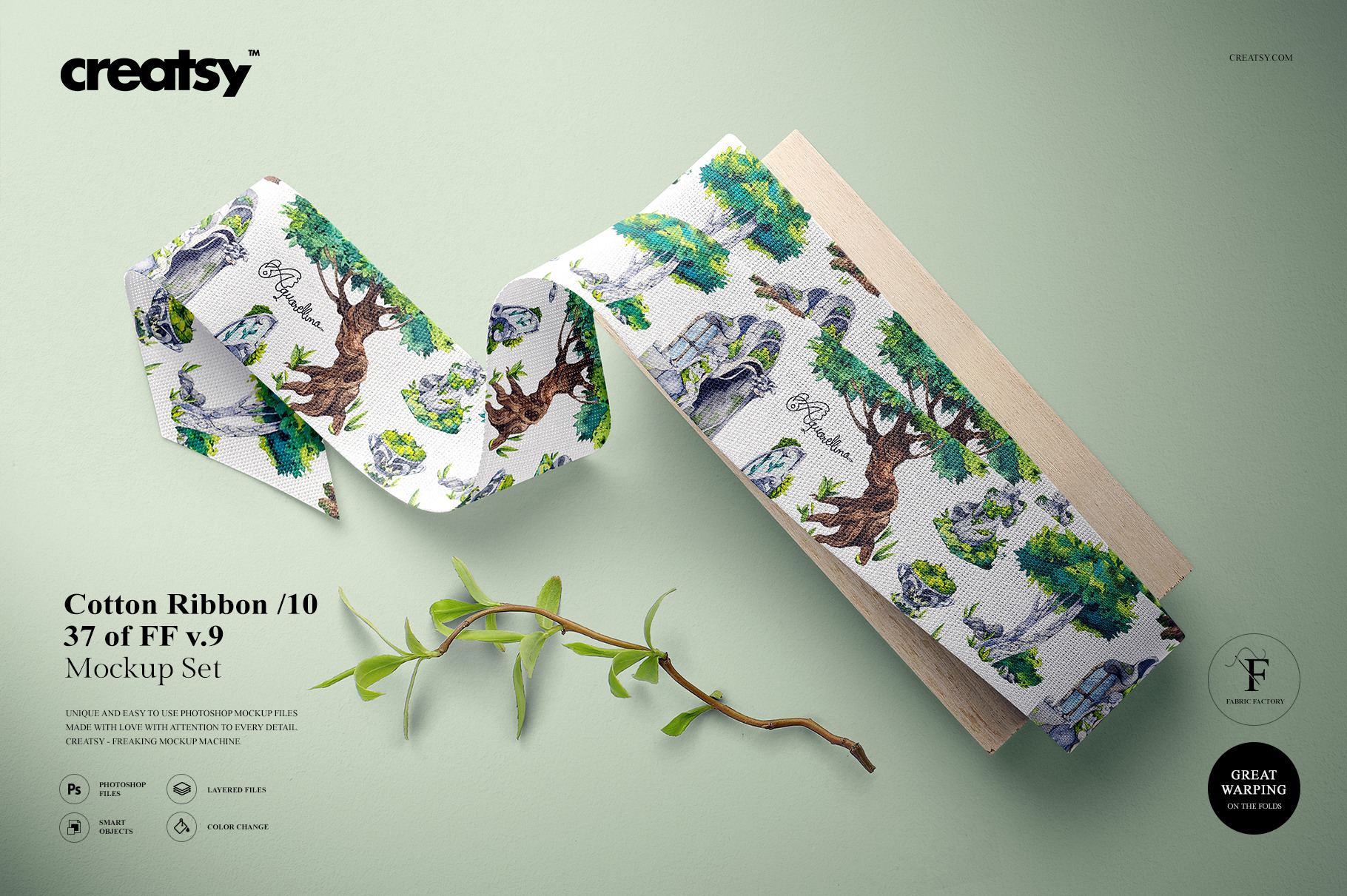 Download Cotton Ribbon Mockup 10 37 Ffv 9 Creative Photoshop Templates Creative Market