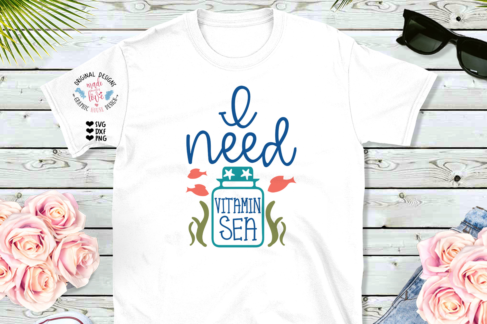 Download I Need Vitamin Sea Summer T Shirt De Pre Designed Photoshop Graphics Creative Market