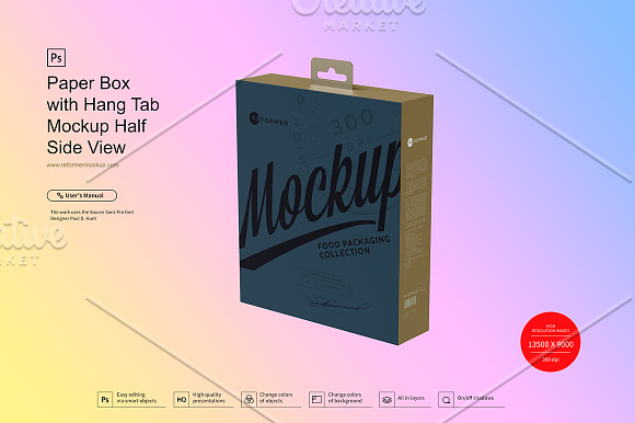 Download Paper Box With Hang Tab Mockup Creative Photoshop Templates Creative Market