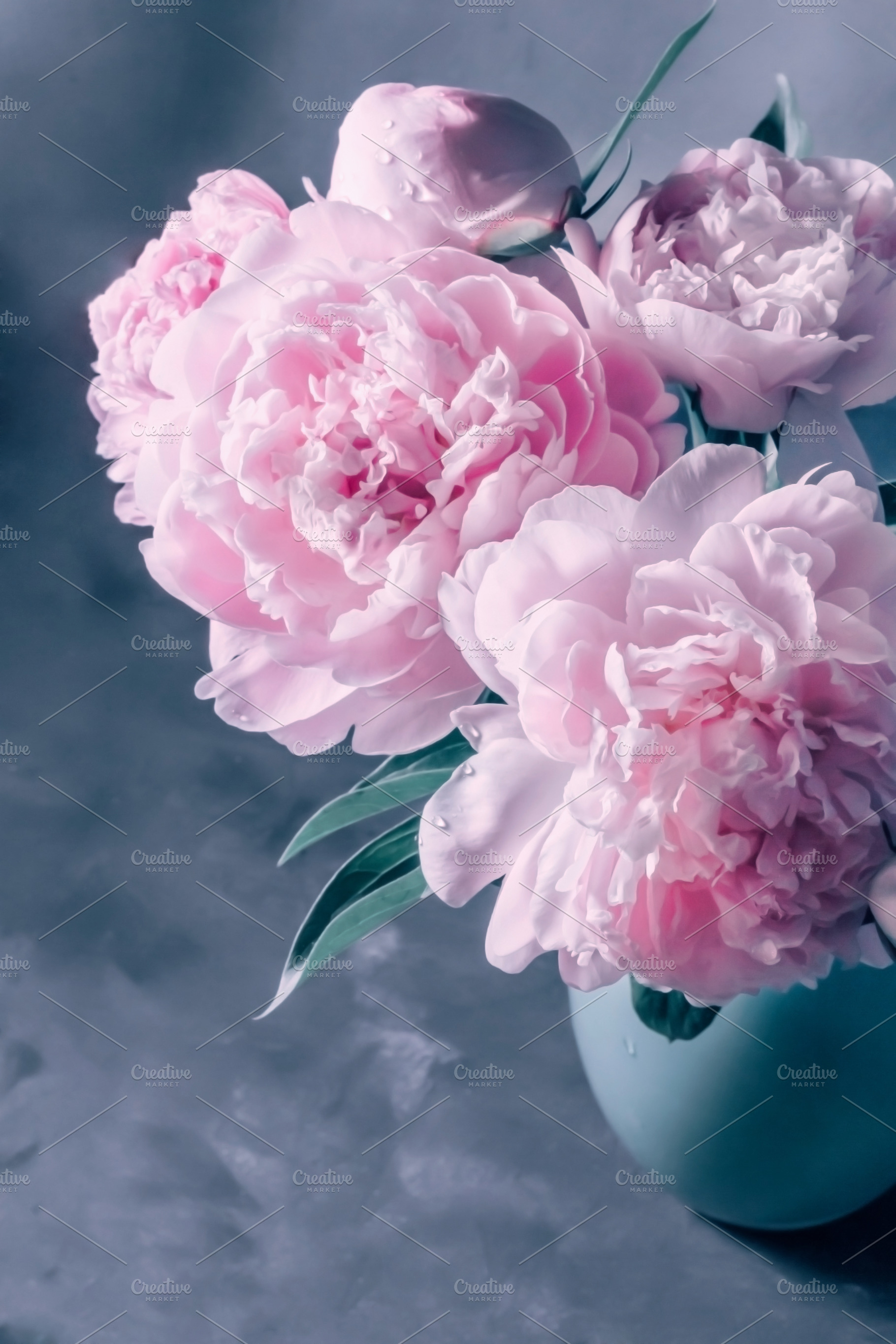 Pink peonies in a vase | Nature Stock Photos ~ Creative Market