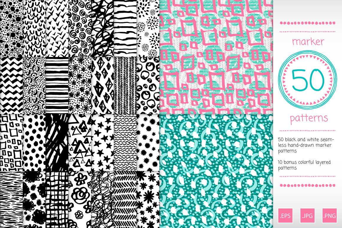 50 marker patterns Graphic Patterns Creative Market