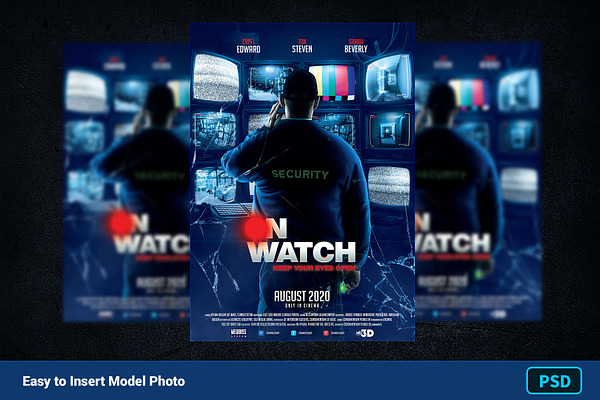 Download Movie Poster Template On Watch Creative Photoshop Templates Creative Market PSD Mockup Templates