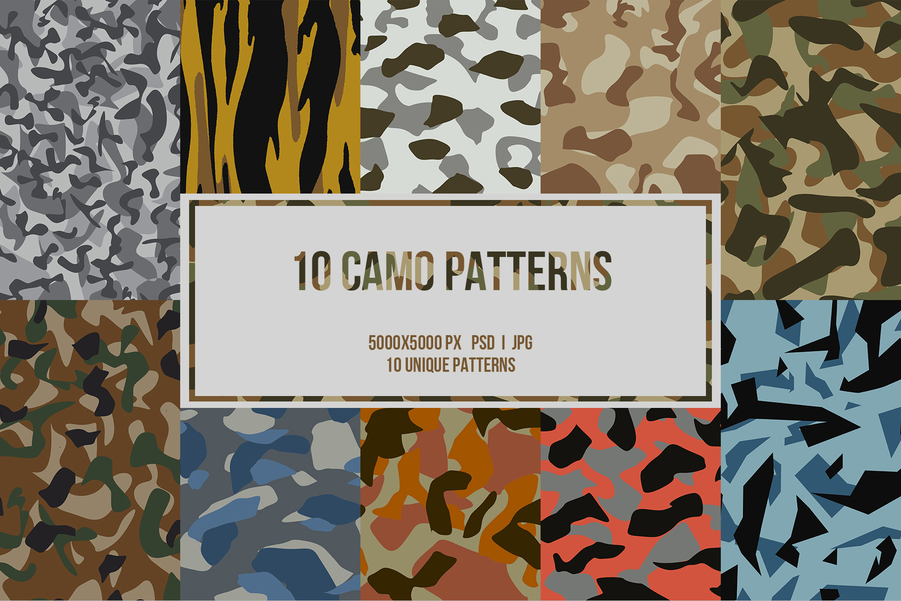 10 Army Camo Patterns  Graphic Patterns ~ Creative Market