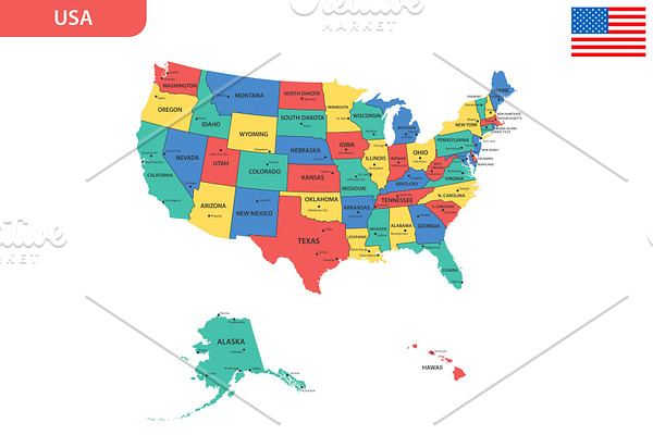 Detailed map of the USA | Pre-Designed Photoshop Graphics ~ Creative Market