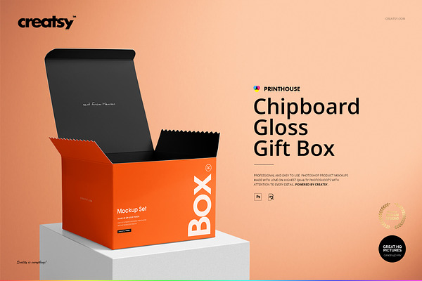 Download Glossy Gift Square Box Mockup Set Creative Photoshop Templates Creative Market