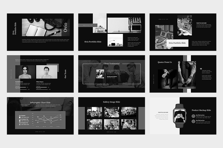 Ovio: Monochrome Style Google Slides | Creative Google Slides Templates ...