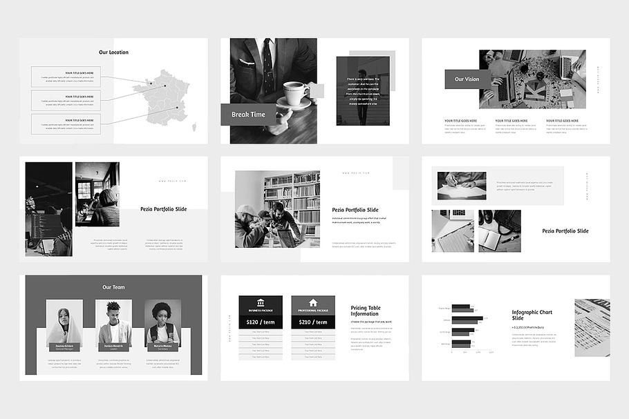 Pezia : Monochrome Style Powerpoint | Creative PowerPoint Templates ...