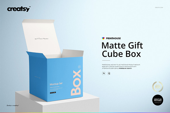 Download Matte Gift Square Box Mockup Set Creative Photoshop Templates Creative Market