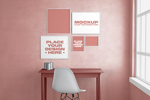 Download Mockup Interior With Posters 3d Creative Photoshop Templates Creative Market PSD Mockup Templates