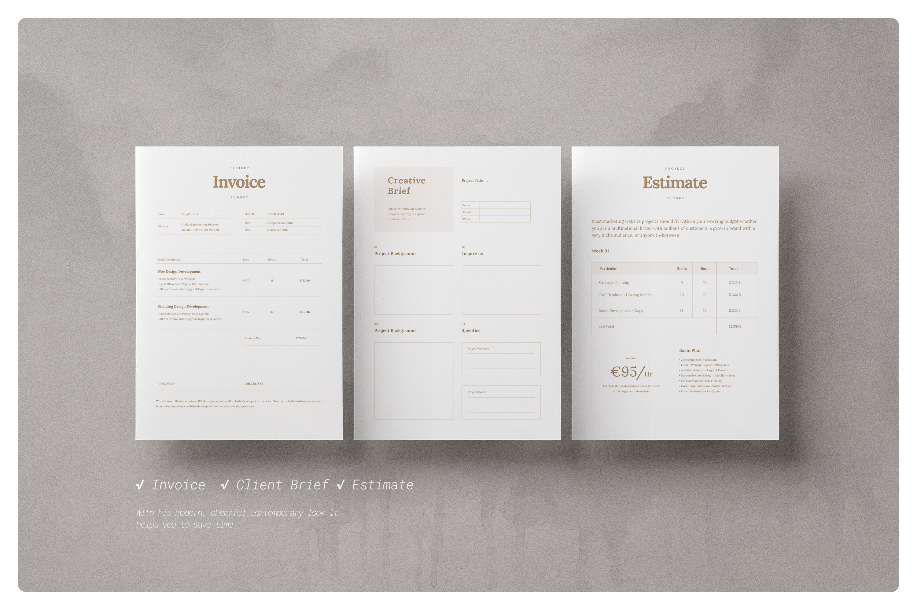 Invoice Brief Estimation Creative Indesign Templates Creative Market