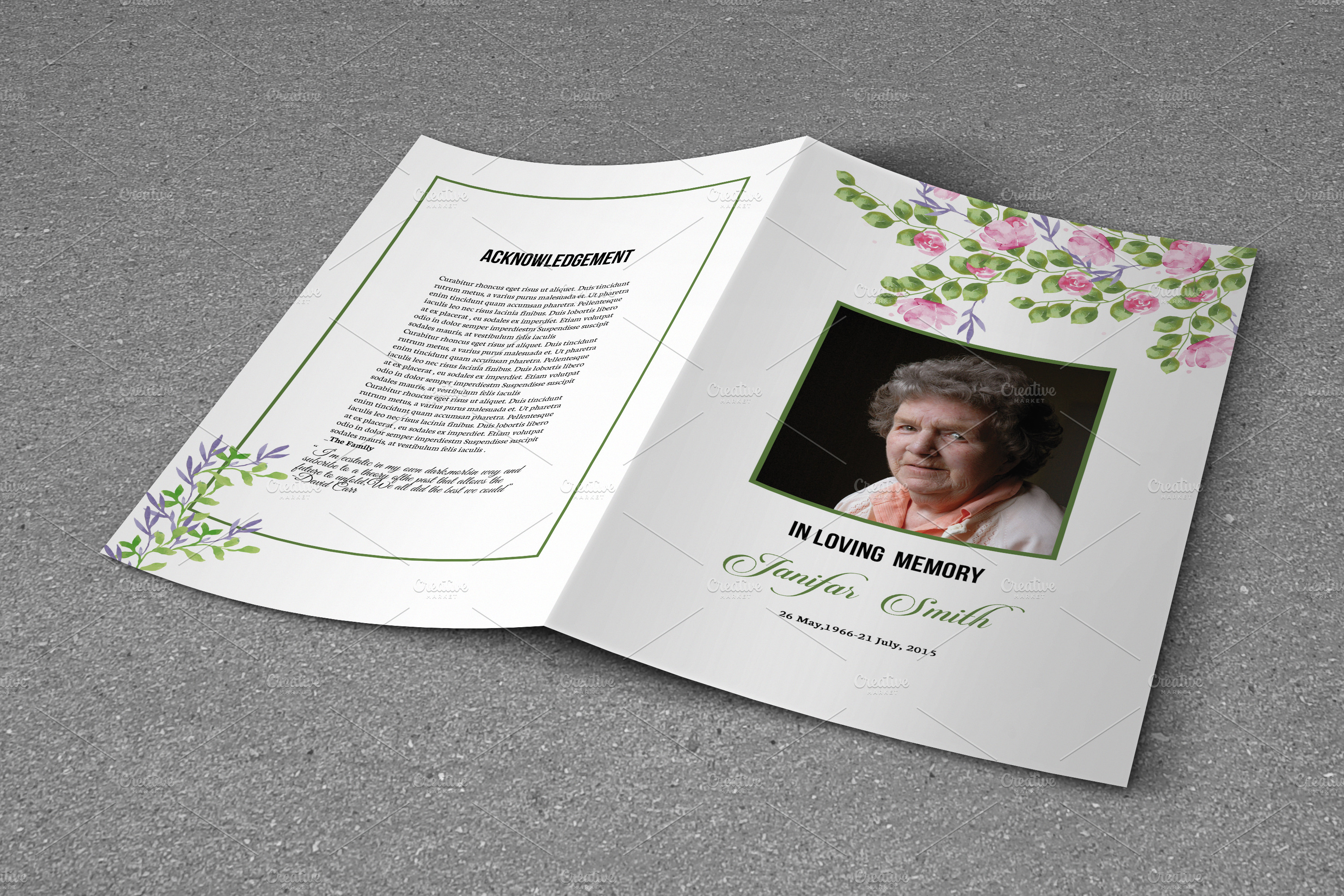 Funeral Program Template - V886 | Brochure Templates ~ Creative Market