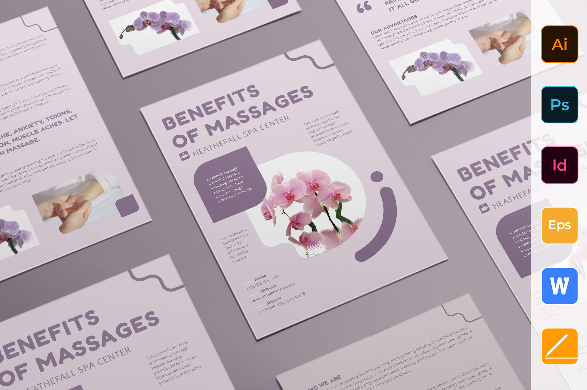 Massage Flyer Creative Illustrator Templates Creative Market