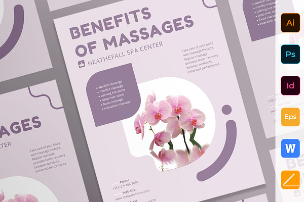 Massage Flyer Creative Illustrator Templates Creative Market