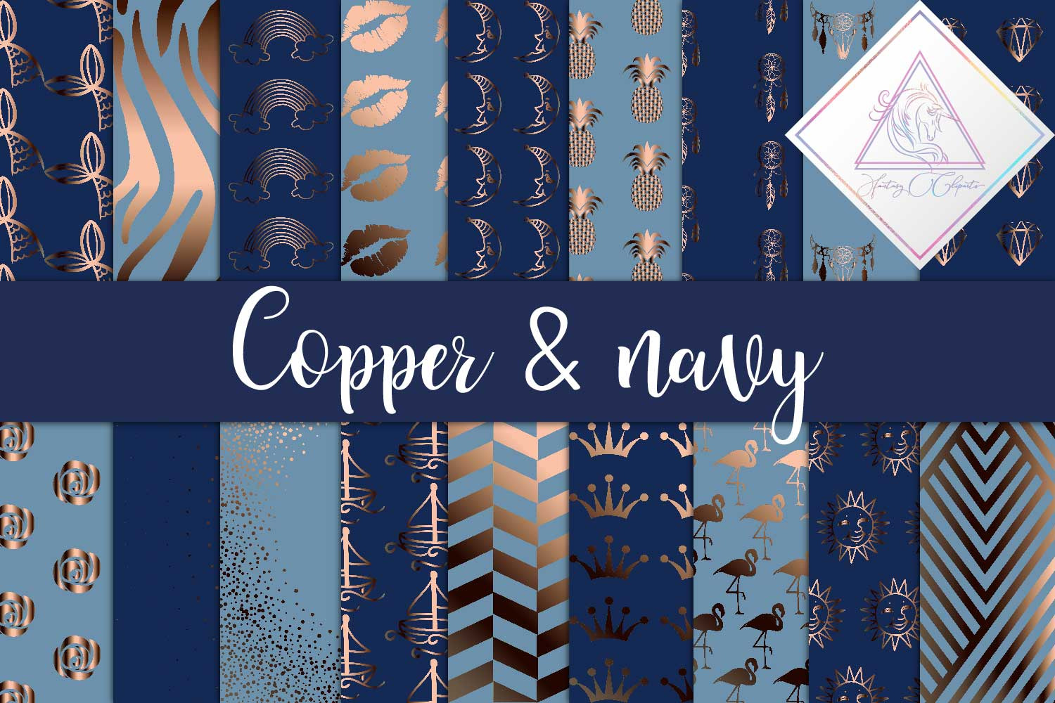 Copper & Navy Backgrounds | Textures ~ Creative Market