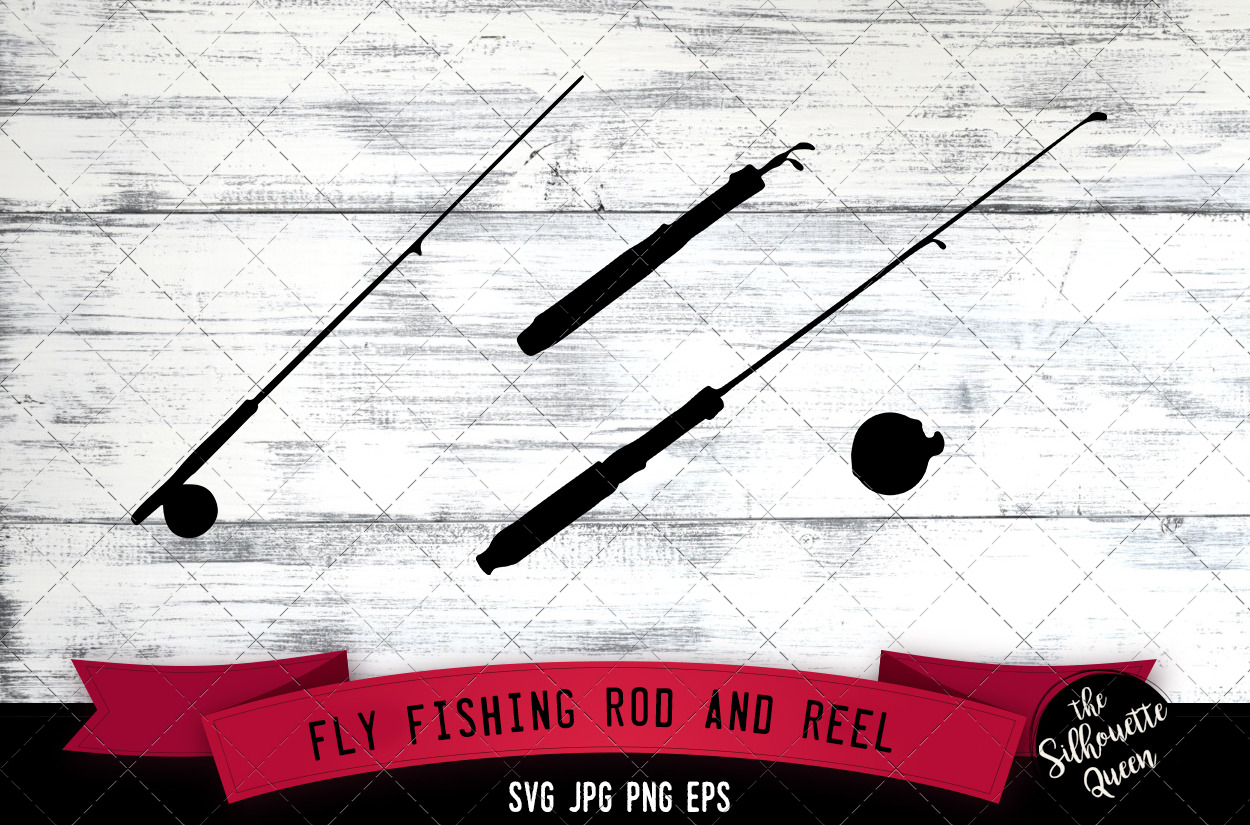 Download Fly Fishing Rod With Reel Silhouette Pre Designed Illustrator Graphics Creative Market