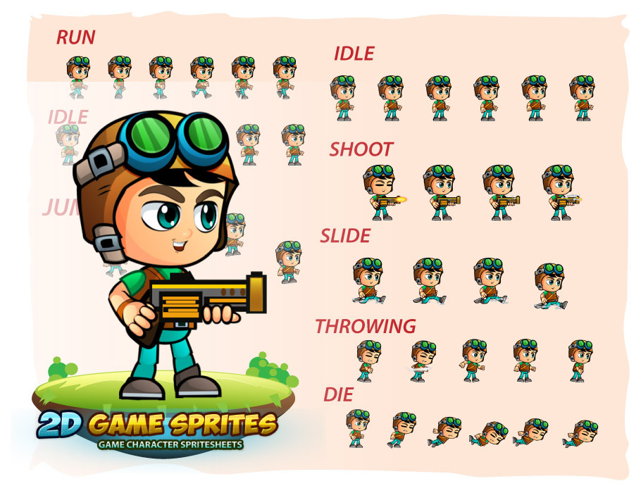 Aventurer Boy 2D Game Character Spri | Illustrations ~ Creative Market