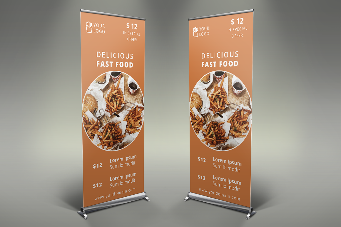 Fast Food Roll Up Banner Presentation Templates ~ Creative Market 2707