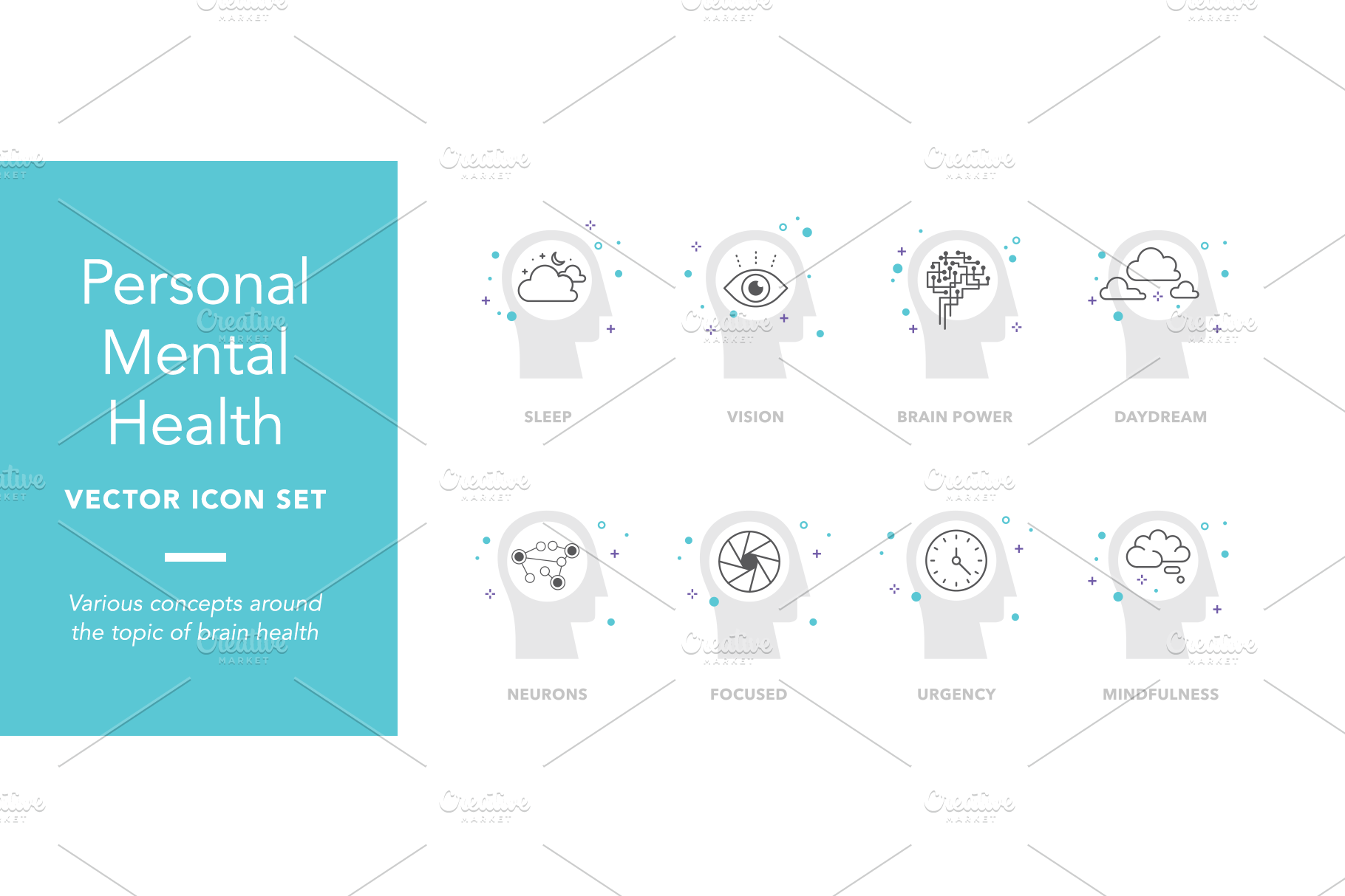 Personal Mental Health Icon Set | Outline Icons ~ Creative Market