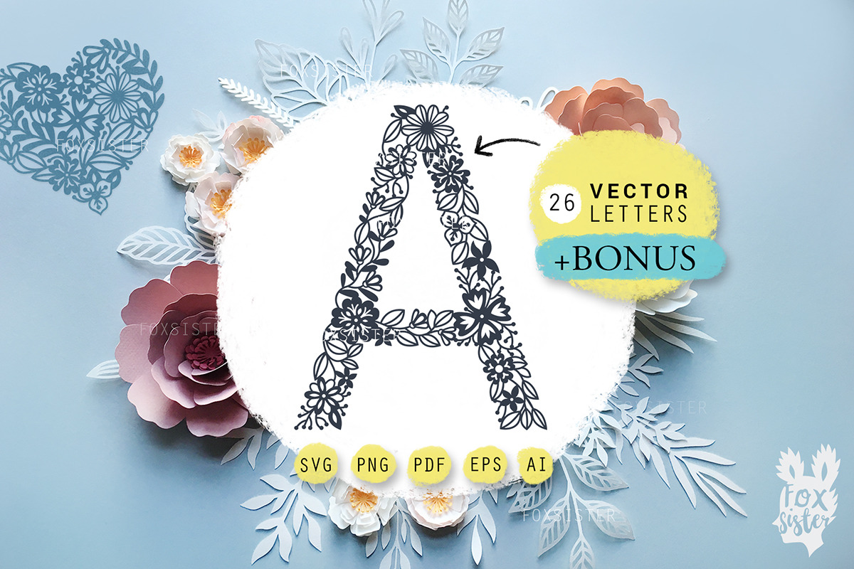 Download 26 Floral Capital Letters Bonus Pre Designed Photoshop Graphics Creative Market