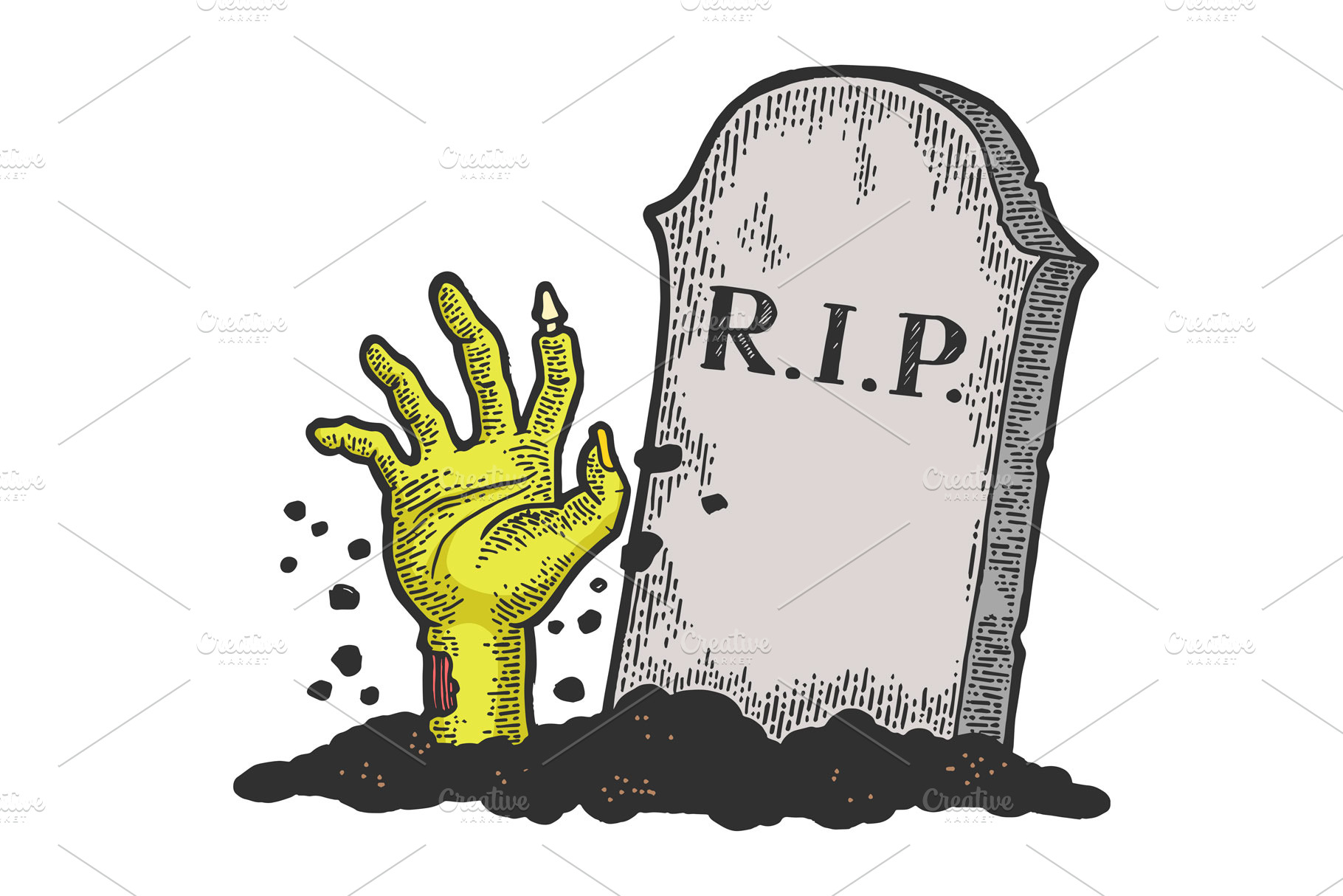 Zombie dead man hand grave sketch | Pre-Designed Photoshop Graphics