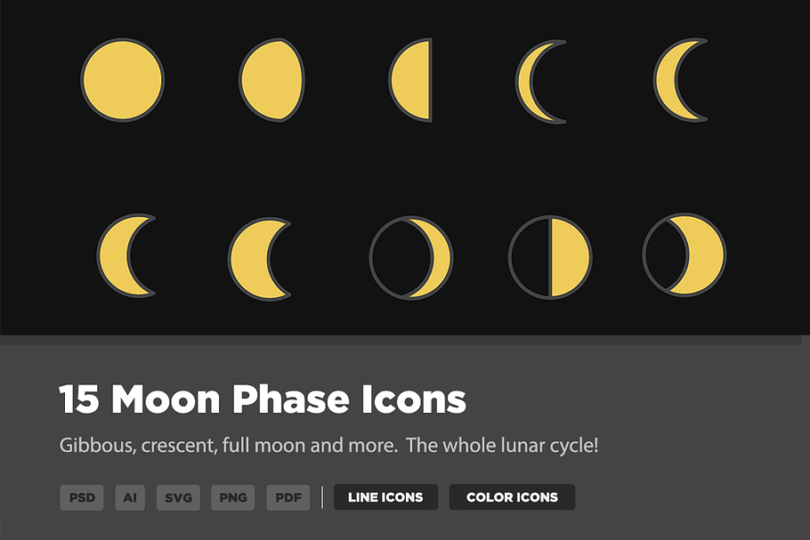 15 Moon Icons | Pre-Designed Photoshop Graphics ~ Creative Market