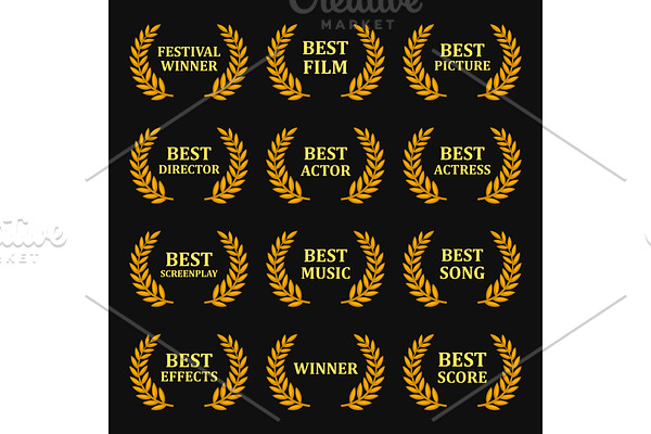 Film Awards Gold Labels Set | Pre-Designed Photoshop Graphics ...