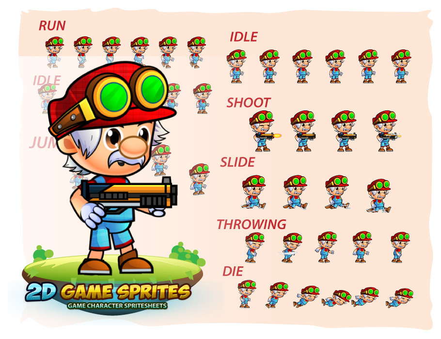 Rex 2D Game Character Sprites | Illustrations ~ Creative Market