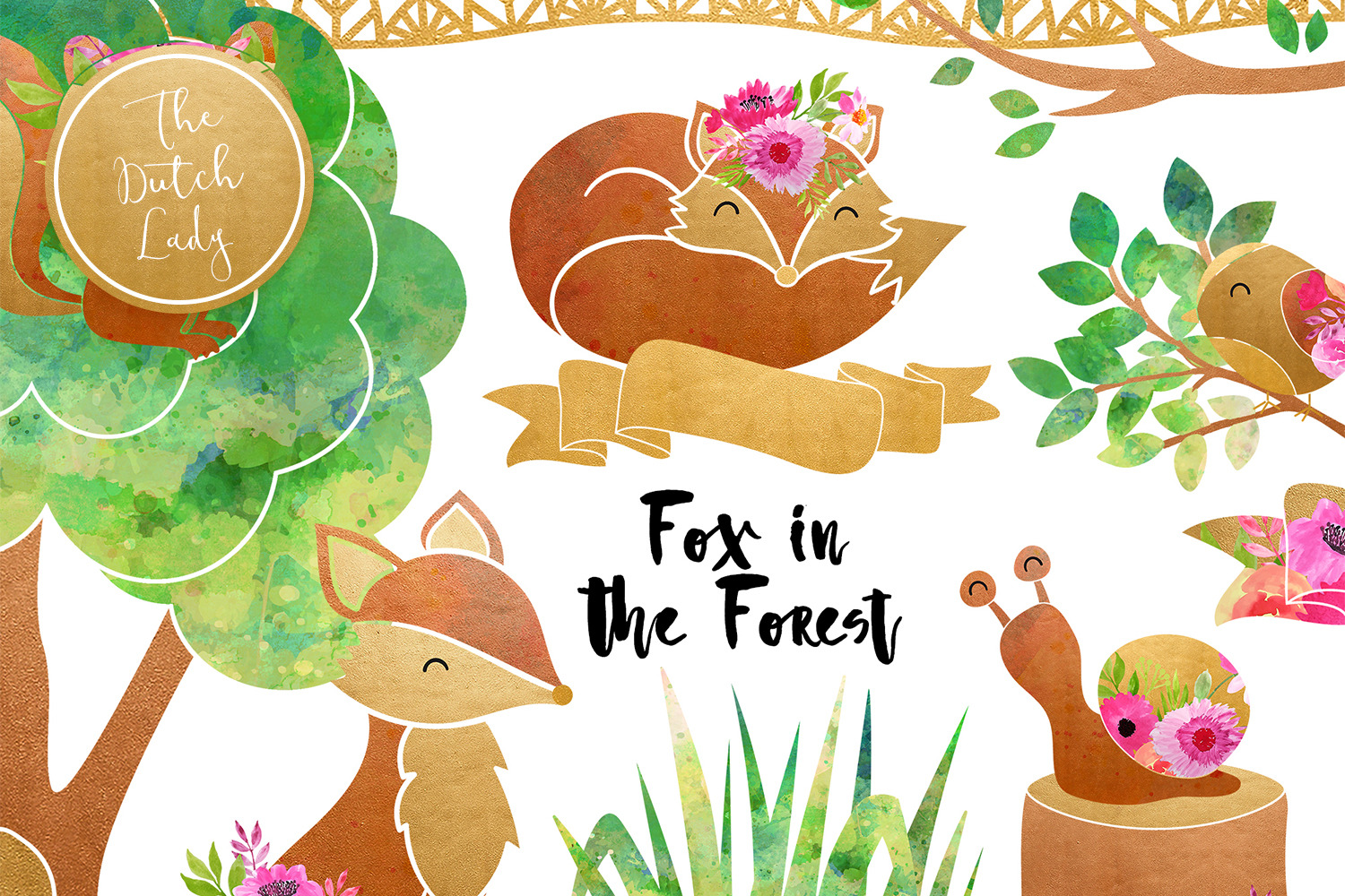 Fox Forest Clipart Set Custom Designed Illustrations Creative Market