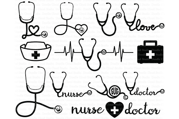 Download Stethoscope Svg Bundle Nurse Svg Pre Designed Photoshop Graphics Creative Market