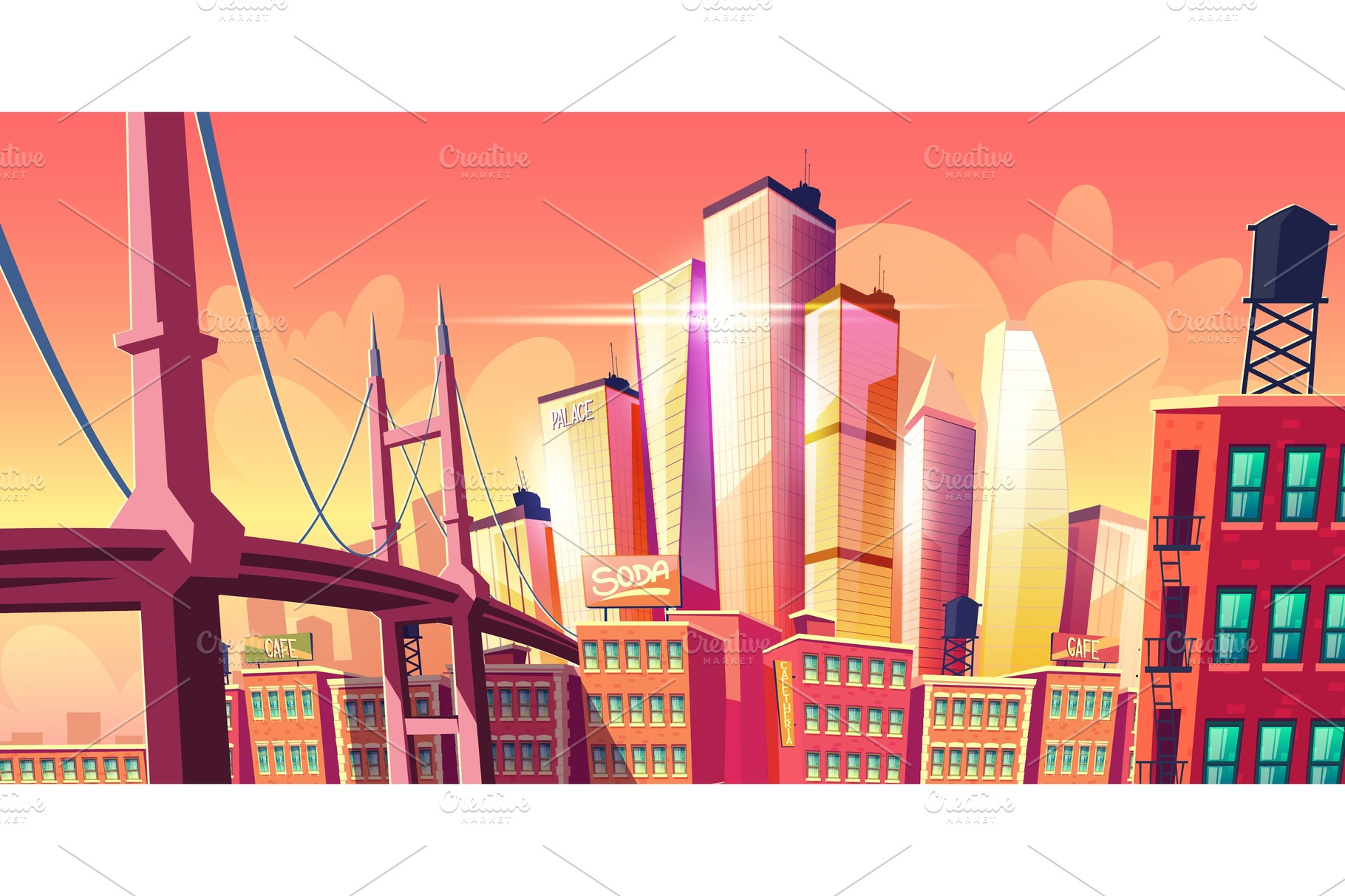 Growing future city metropolis | Work Illustrations ~ Creative Market